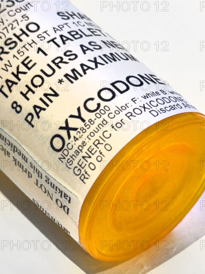 Empty Oxycodone pill bottle