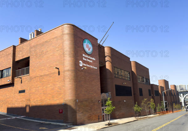 MTA/NYCT Manhattanville Bus Depot, building exterior, 601 West 133rd Street, Manhattan, New York City, New York, USA