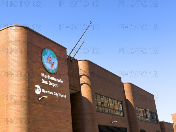 MTA/NYCT Manhattanville Bus Depot, building exterior, 601 West 133rd Street, Manhattan, New York City, New York, USA