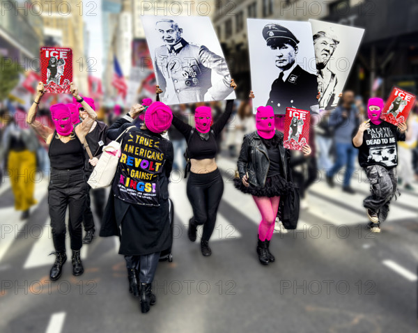Demonstrators participating in "No Kings" Protest March, Manhattan, New York City, New York, USA, October 1, 2025