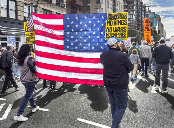 Demonstrators participating in "No Kings" Protest March, Manhattan, New York City, New York, USA, October 1, 2025