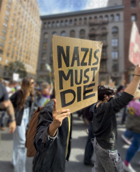Demonstrators participating in "No Kings" Protest March, Manhattan, New York City, New York, USA, October 1, 2025