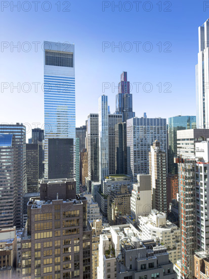 Midtown cityscape looking south with Citigroup Center (center background) and JPMorgan Chase building (right background), Manhattan, New York City, New York, USA