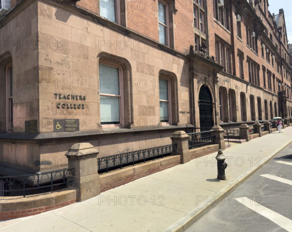 Teachers College, Columbia University, building exterior and sidewalk view, 525 West 120th Street, Morningside Heights, Manhattan, New York City, New York, USA