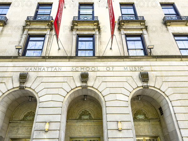 Manhattan School of Music, building exterior, low angle view, 130 Claremont Avenue, Morningside Heights, Manhattan, New York City, New York, USA