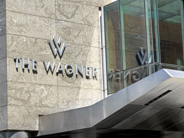 The Wagner Hotel, building exterior detail, 2 West Street, Tribeca, Manhattan, New York City, New York, USA