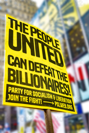 Demonstrators participating in "No Kings" Protest March, Times Square, Manhattan, New York City, New York, USA, October 1, 2025