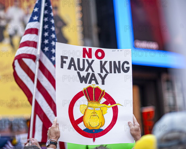 Demonstrators participating in "No Kings" Protest March, Times Square, Manhattan, New York City, New York, USA, October 1, 2025