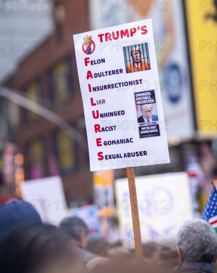Demonstrators participating in "No Kings" Protest March, Times Square, Manhattan, New York City, New York, USA, October 1, 2025