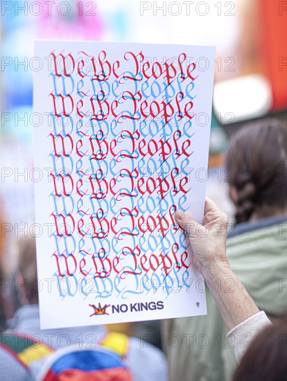 Demonstrators participating in "No Kings" Protest March, Times Square, Manhattan, New York City, New York, USA, October 1, 2025