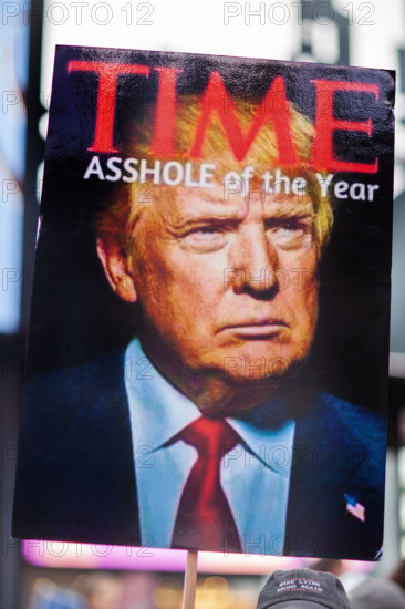 Demonstrators participating in "No Kings" Protest March, Times Square, Manhattan, New York City, New York, USA, October 1, 2025