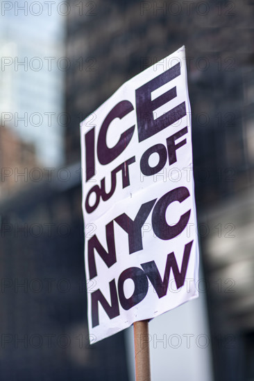 Demonstrators participating in "No Kings" Protest March, Times Square, Manhattan, New York City, New York, USA, October 1, 2025