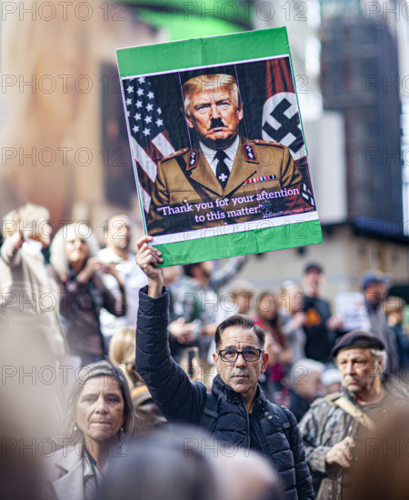 Demonstrators participating in "No Kings" Protest March, Times Square, Manhattan, New York City, New York, USA, October 1, 2025