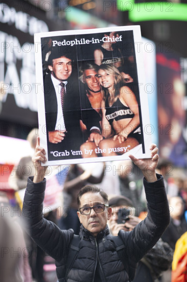 Demonstrators participating in "No Kings" Protest March, Times Square, Manhattan, New York City, New York, USA, October 1, 2025