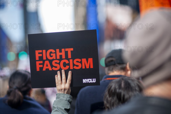 Demonstrators participating in "No Kings" Protest March, Times Square, Manhattan, New York City, New York, USA, October 1, 2025