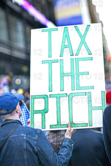 Demonstrators participating in "No Kings" Protest March, Times Square, Manhattan, New York City, New York, USA, October 1, 2025