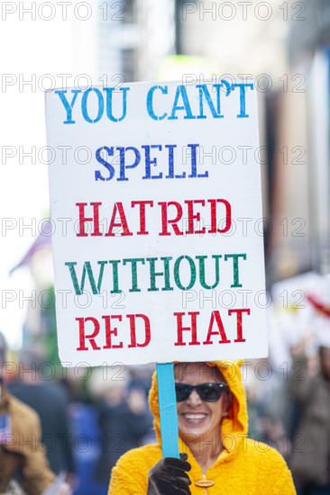 Demonstrators participating in "No Kings" Protest March, Times Square, Manhattan, New York City, New York, USA, October 1, 2025