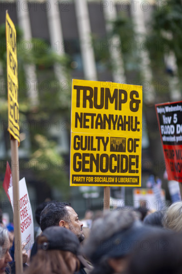 Demonstrators participating in "No Kings" Protest March, Times Square, Manhattan, New York City, New York, USA, October 1, 2025