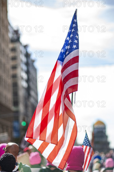 Demonstrators participating in "No Kings" Protest March, Times Square, Manhattan, New York City, New York, USA, October 1, 2025