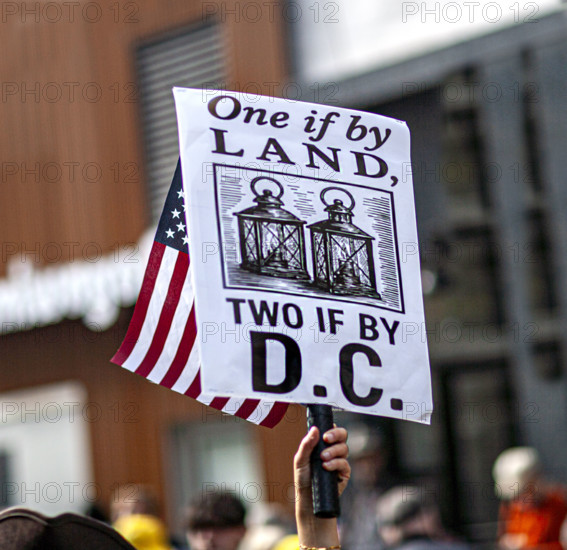 Demonstrators participating in "No Kings" Protest March, Times Square, Manhattan, New York City, New York, USA, October 1, 2025