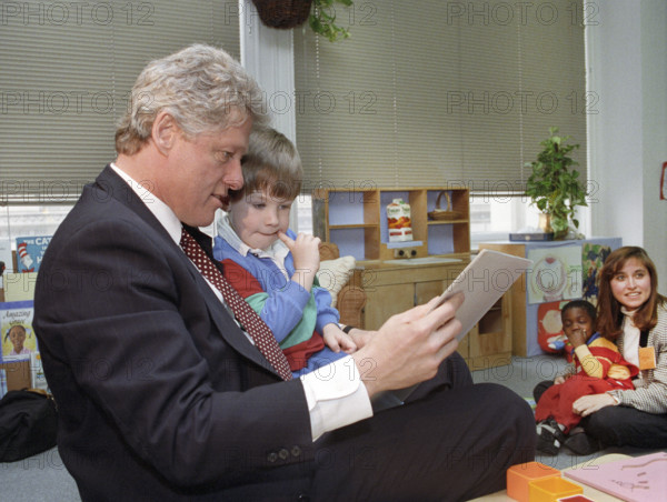 U.S. President Bill Clinton visiting the Child Development Center in downtown Atlanta, Georgia, USA, Barbara Kinney, White House photographer, March 19, 1993