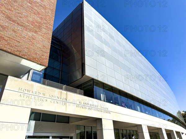 Howard W. Johnson Athletic Center, Al and Barrie Zesiger Sports and Fitness Center, building exterior, low angle view, Massachusetts Institute of Technology, 120 Vassar Street, Cambridge, Massachusetts, USA