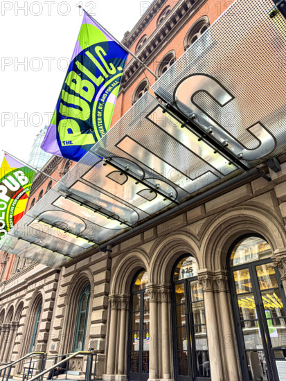 The Public Theater, building exterior, 425 Lafayette Street, Manhattan, New York City, New York, USA