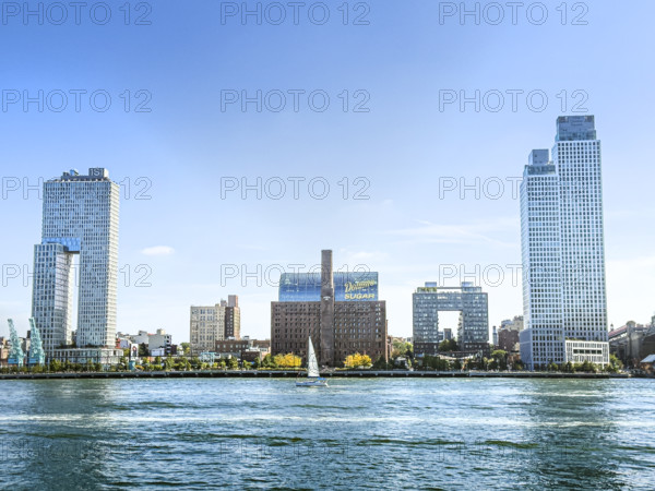Cityscape along East River, Williamsburg, Brookly, New York City, New York, USA