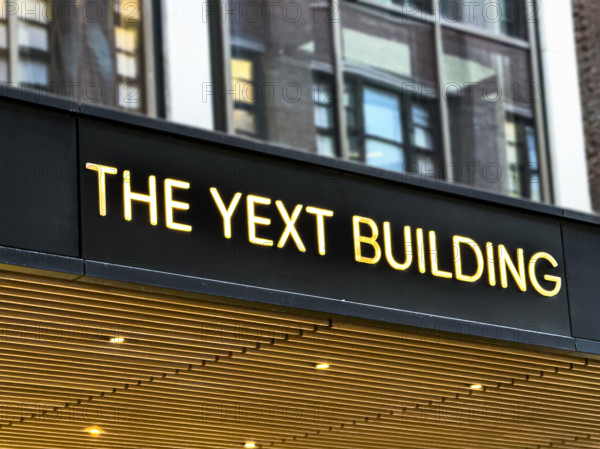YEXT corporate headquarters, building exterior detail, 61 Ninth Avenue, Chelsea, New York City, New York, USA