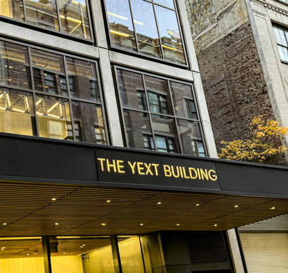 YEXT corporate headquarters, building exterior detail, 61 Ninth Avenue, Chelsea, New York City, New York, USA