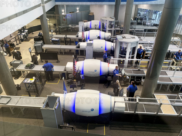 TSA security area, Manchester–Boston Regional Airport, Manchester, New Hampshire, USA