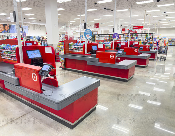 Check-out counters, Target Department Store, Boca Raton, Florida, USA
