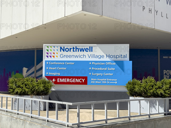 Northwell Greenwich Village Hospital, Phyllis and William Mack Pavilion, building directory, Chelsea, Manhattan, New York City, New York, USA`