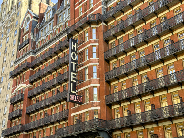 Hotel Chelsea luxury hotel and residential apartment building, building exterior, 222 West 23rd Street, Chelsea, Manhattan, New York City, New York, USA