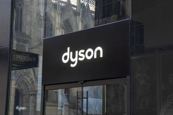 Dyson retail store, building exterior detail, 640 Fifth Avenue, Manhattan, New York City, New York, USA