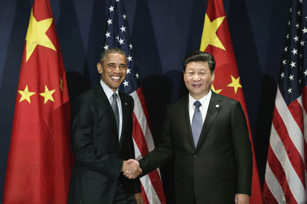 U.S. President Barack Obama and President Xi Jinping of China attending bilateral meeting prior to opening ceremony of United Nations Framework Convention on Climate Change (COP21), Parc des Expositions du Bourget, Le Bourget, Paris, France, Pete Souza, Office of White House Photography, November 30, 2015