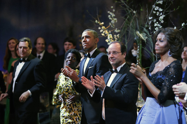 U.S. President Barack Obama and U.S. First Lady Michelle Obama host State Dinner for President François Hollande of France on White House South Lawn, Washington, D.C., Pete Souza, Office of White House Photography Office, USA, February 11, 2014