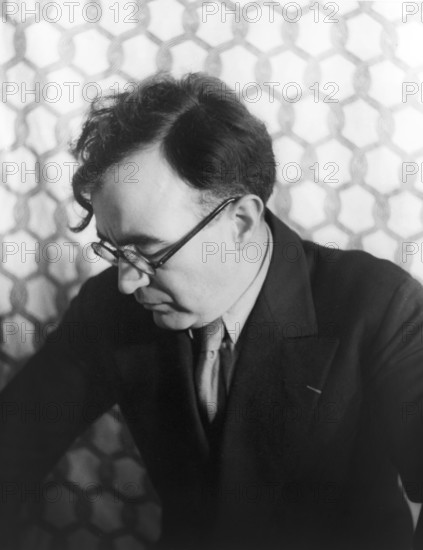 Carlos Cha´vez (1899-1978), Mexican composer, conductor, music theorist, educator, journalist, and founder and director of the Mexican Symphonic Orchestra, half-length portrait, Carl Van Vechten, 1937