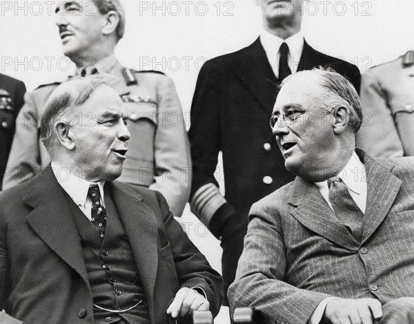 U.S. President Franklin D. Roosevelt with Canadian Prime Minister William Lyon Mackenzie King during Quebec Conference, Quebec City, Quebec, Canada, Franklin D. Roosevelt Presidential Library & Museum, August 18, 1943