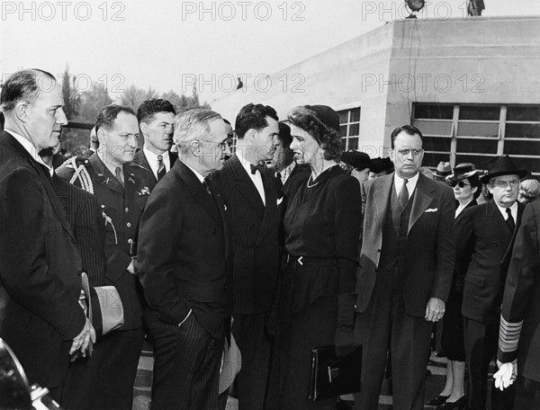 U.S. President Harry S. Truman and Anna Roosevelt, President Roosevelt's daughter, (foreground) after funeral services at White House for Franklin D. Roosevelt, Union Station, Washington, D.C., USA, Abbie Rowe, National Parks Service, Harry S. Truman Library, April 14, 1945
