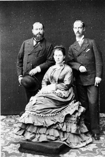 Edouard VII, la Reine Olga et le Roi Georges Ier de Grèce