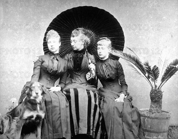 The Duchess of Chartres between her daughters, Princesses Marguerite and Marie of Orléans