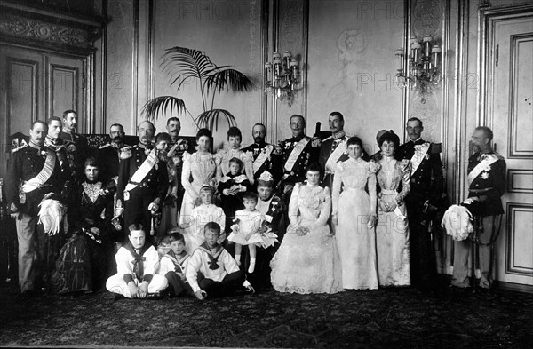 Denmark: King Christian IX and Queen Louise with the royal families of Denmark, England, France and Greece
