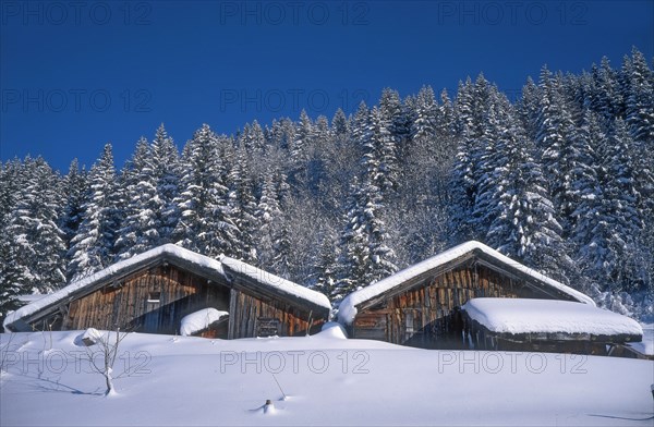 Chalets in winter, Haute-Savoie