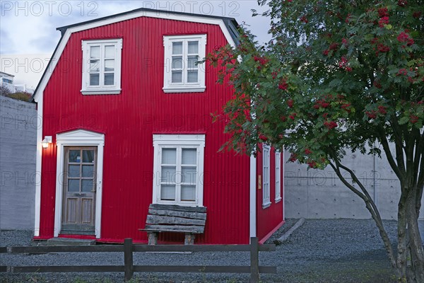 Iceland, Reykjavik, red house