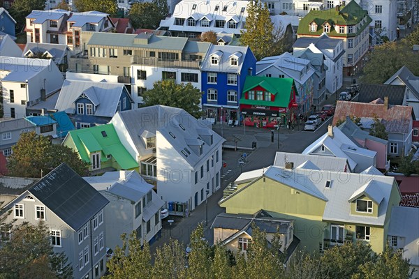 Iceland, Reykjavik view of typical houses