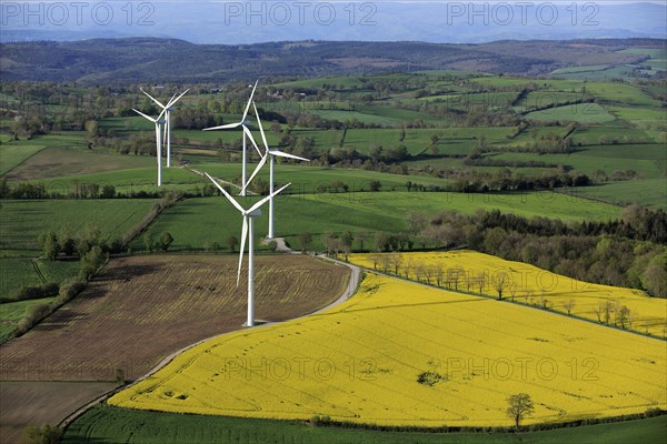 Wind farm on the Aveyron plateaux