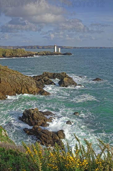 France, Finistère(29) Plouzané, le littoral et le phare du Petit Minou à l'entrée de la rade de Brest / France, Finistère Plouzané, the coastline and the Petit Minou lighthouse at the entrance to the Brest roadstead