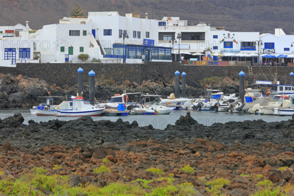 Espagne, Iles Canaries, Lanzarote, Haria, port de pêche de Orzola / Spain, Canary Islands, Lanzarote, Haria, fishing port of Orzola /