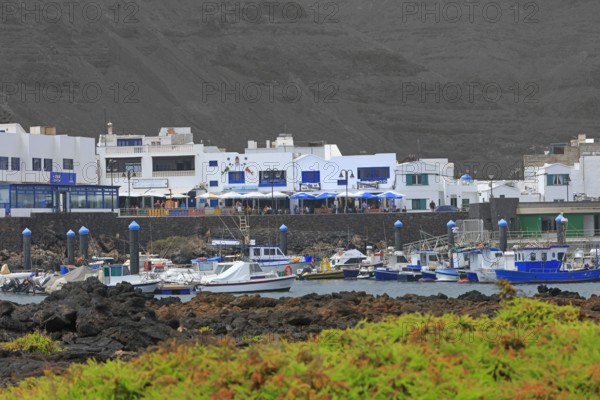 Espagne, Iles Canaries, Lanzarote, Haria, port de pêche de Orzola / Spain, Canary Islands, Lanzarote, Haria, fishing port of Orzola /